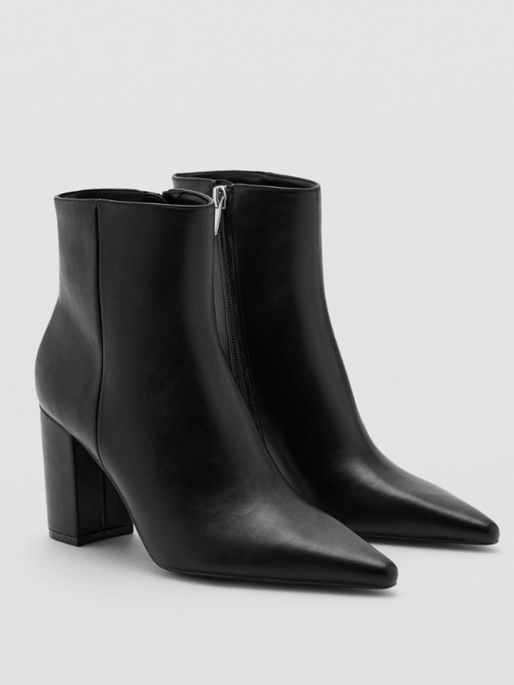 MANGO MNG BOTIN VEGAN LEATHER ANKLE Pointed  TOE STACKED HEEL BOOT 38